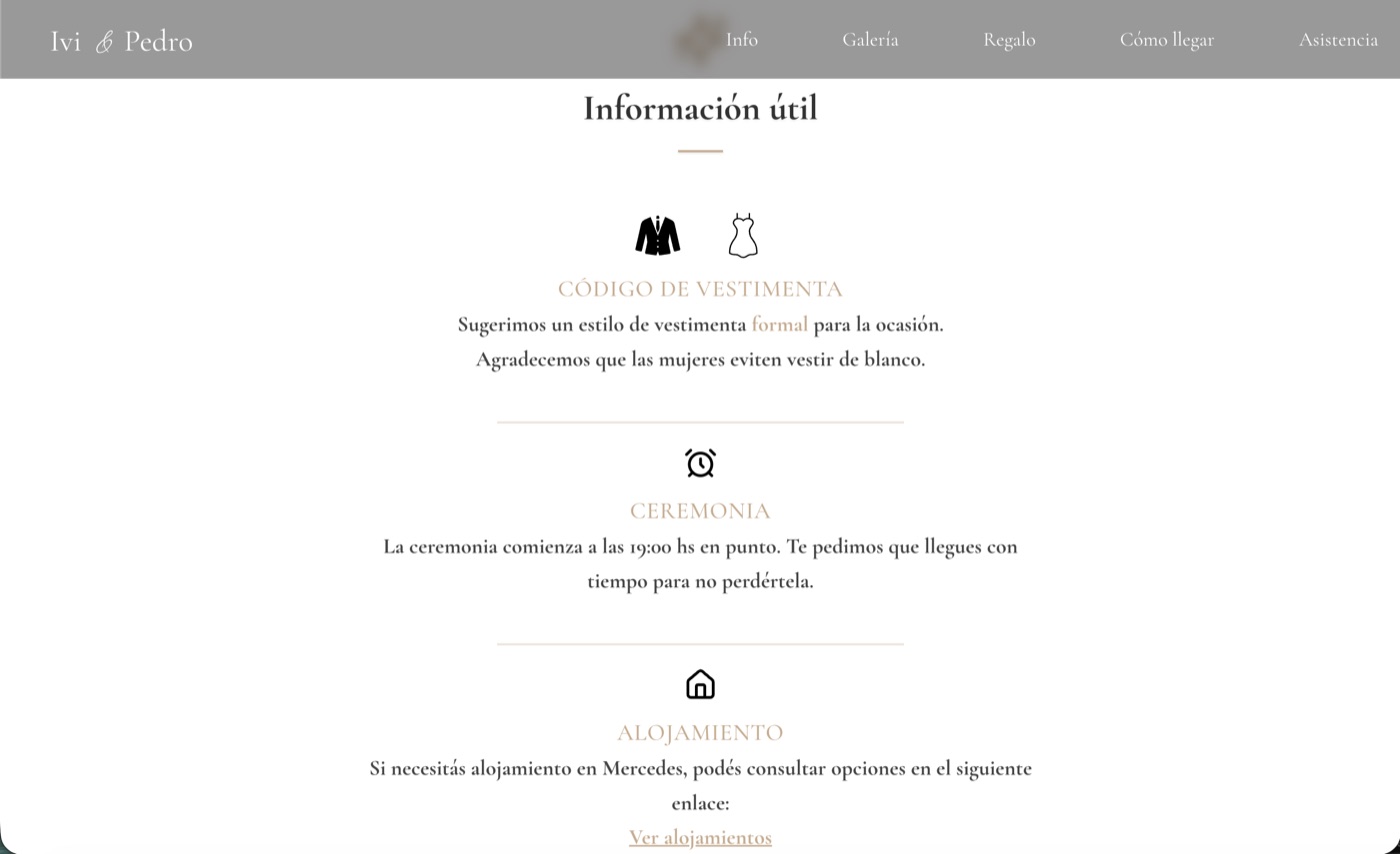 Invitación de boda — información