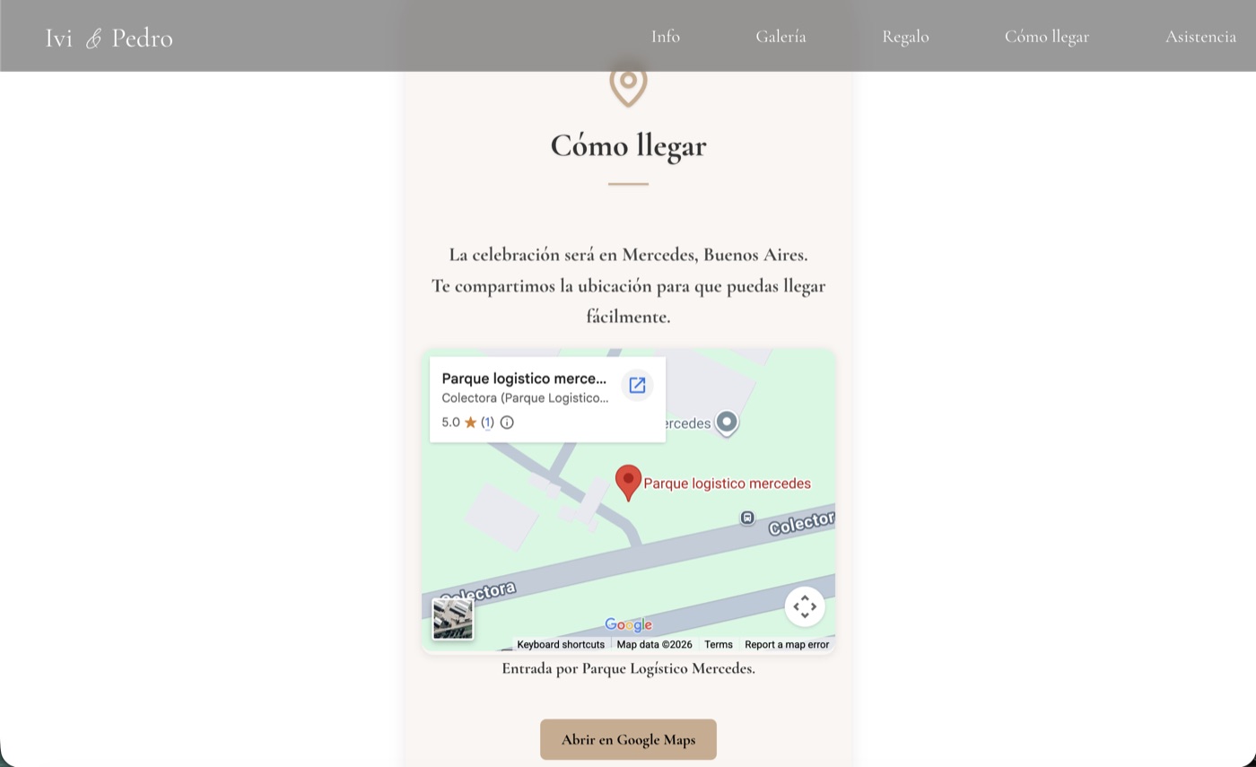 Invitación de boda — cómo llegar